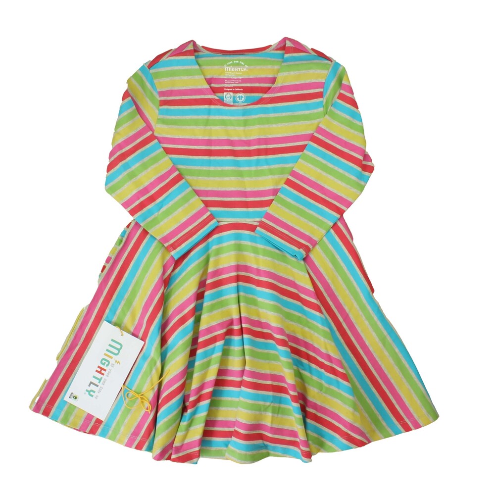 Mightly Girls Gray Stripe Dress size: 2-5T